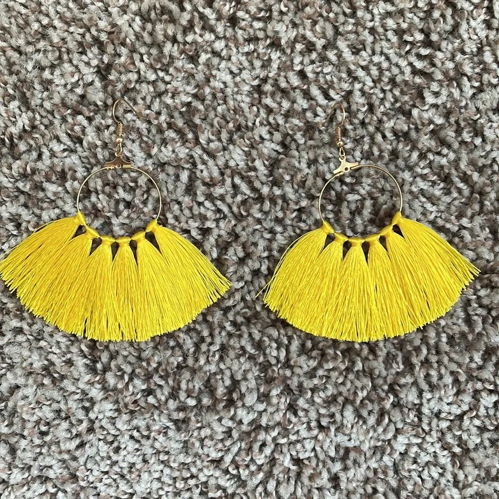 Yellow tassel fan hoops